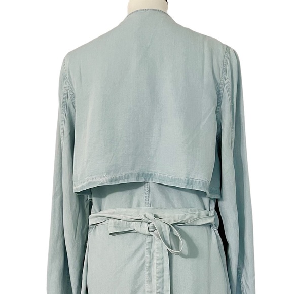 Soft Surroundings Open Front Chambray Jacket Blue Asymmetric Draped - Picture 10 of 12